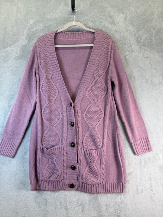 GAP Sweaters - GAP Cardigan Sweater Size Large Long Cable Knit Cardigan - Dusty Mauve
